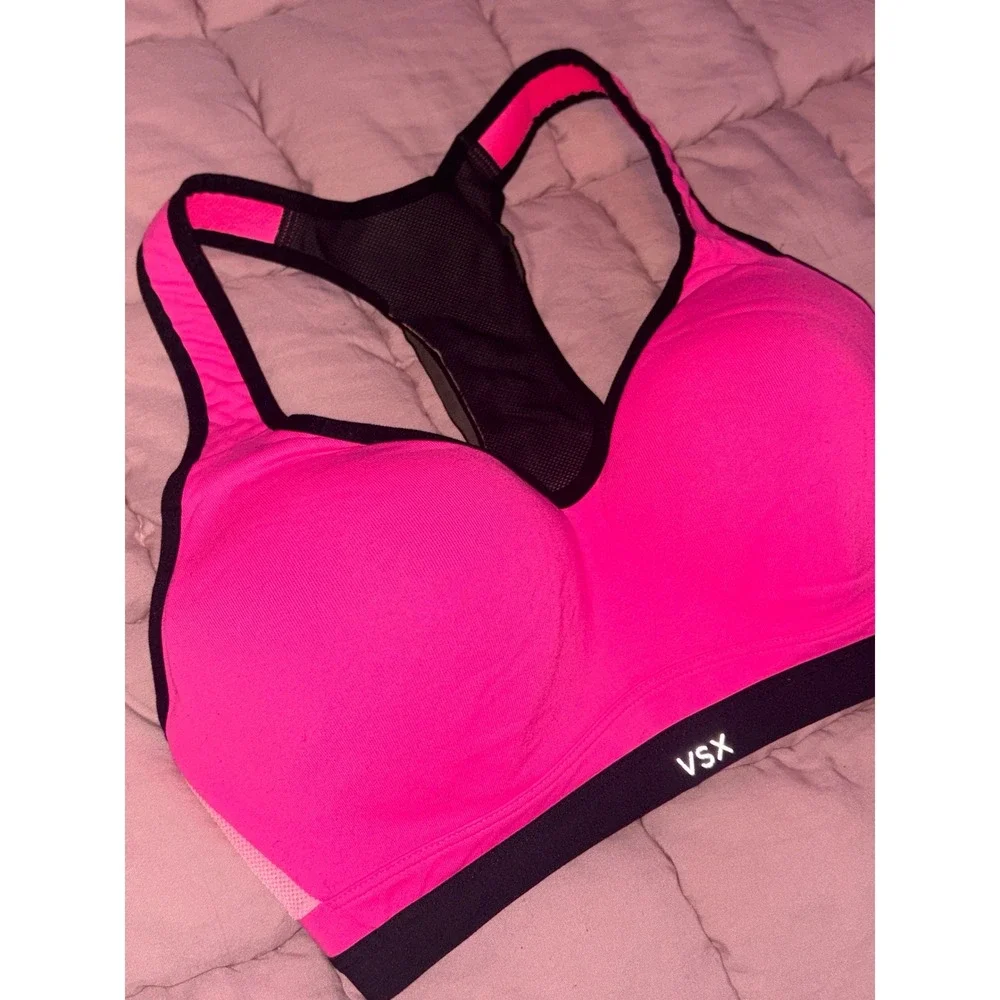 Victoria's Secret VSX Sport Pink Racerback Sports Bra Size 34D - Picture 2 of 4